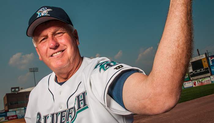 Tommy John shows the body part that gets him more Google hits than any other MLB player, ever.